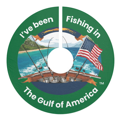 Green Coastal Christmas Tree Skirt – I’ve Been Fishing the Gulf of America | Bayou Tiger