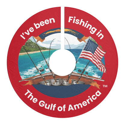 Red Coastal Christmas Tree Skirt – I’ve Been Fishing the Gulf of America | Bayou Tiger
