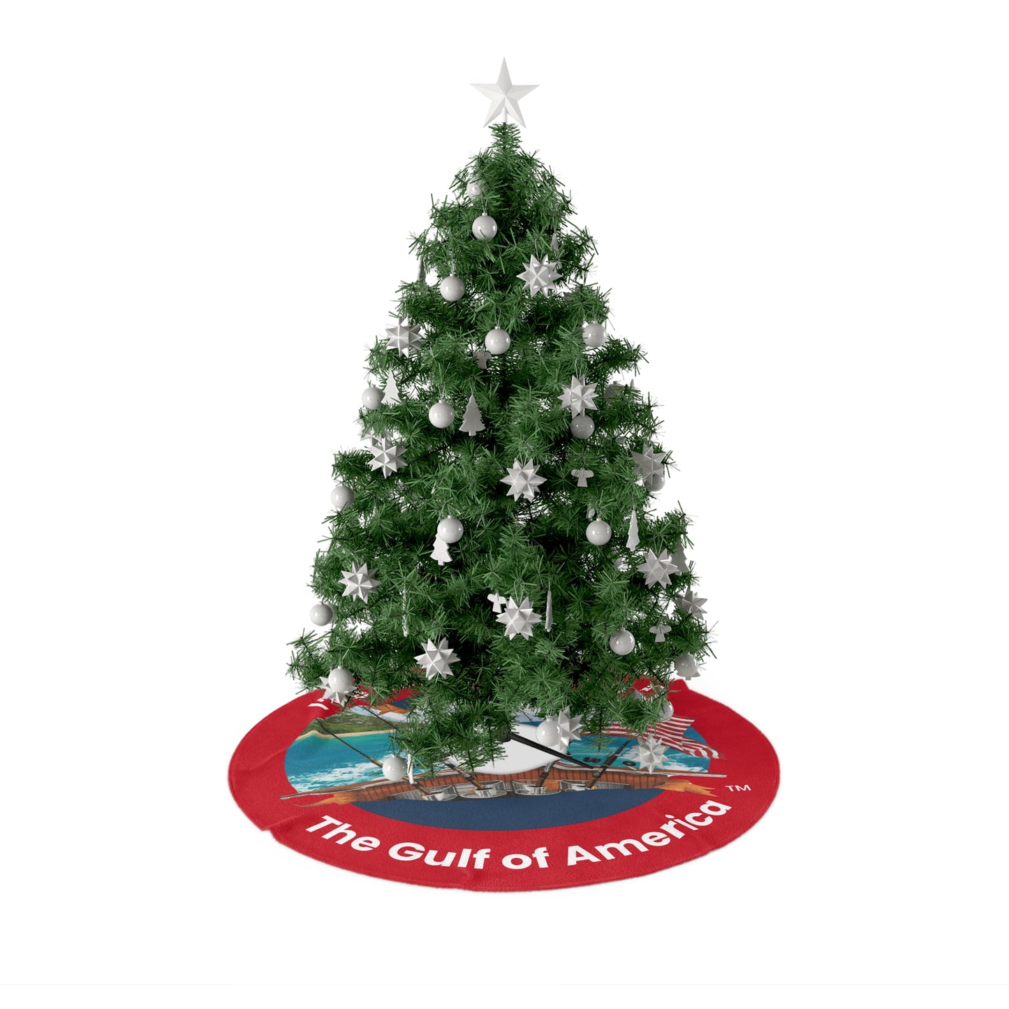 Green Coastal Christmas Tree Skirt – I’ve Been Fishing the Gulf of America | Bayou Tiger