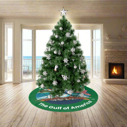 Green Coastal Christmas Tree Skirt – I’ve Been Fishing the Gulf of America | Bayou Tiger