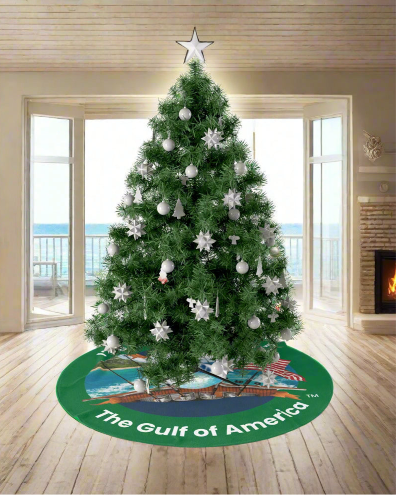 Green Coastal Christmas Tree Skirt – I’ve Been Fishing the Gulf of America | Bayou Tiger.COM